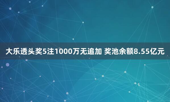 大乐透头奖5注1000万无追加 奖池余额8.55亿元